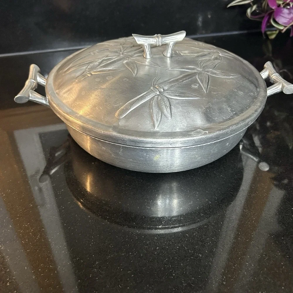Vintage Everlast Aluminum / Pyrex Tiki Divided Chafing Dish Serving Glass - Picture 1 of 13